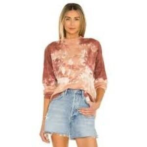 Free People T-shirt Womens Size Extra Small Cabernet Be Free Tie Dye Long Sleeve